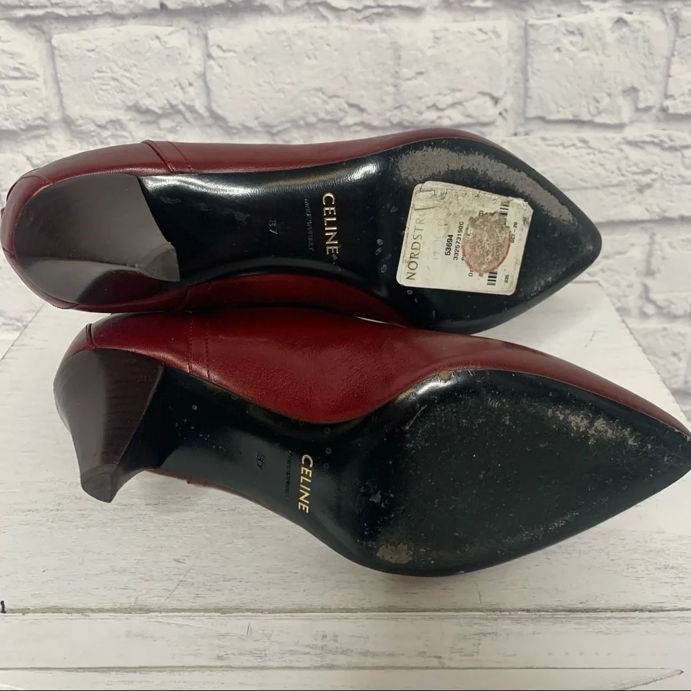 Celine Jodhpur Burgundy Leather Triangle Heel Ankle Booties